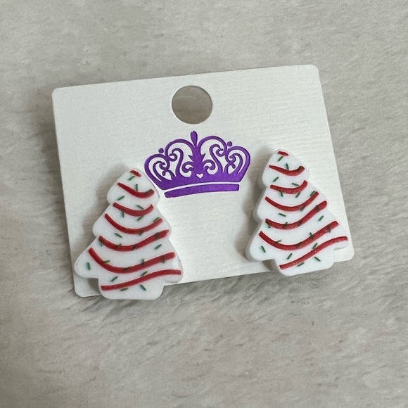Little Debbie’s Christmas tree cake stud earrings - Picture 2 of 3